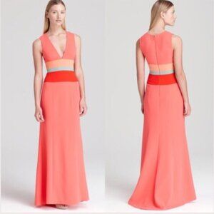 NWT BCBGMAXAZRIA LIZETTE CORAL COLORFUL STRIPES V-NECK SLEEVELESS MAXI DRESS - 2